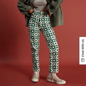 PacSun Green & White Daisy High Waisted Straight Leg Jeans